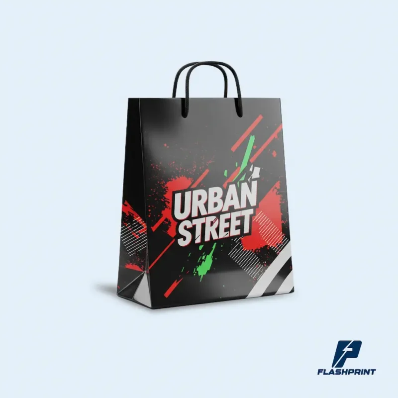 alt="bolsa de papel couche personalizada full color con asas"