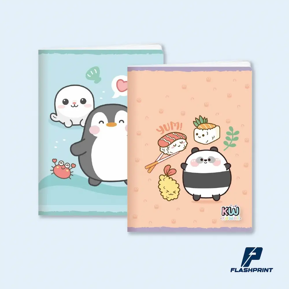 cuaderno engrapado alt="Cuadernos engrapados personalizados con diseño de marca y hojas internas rayadas"