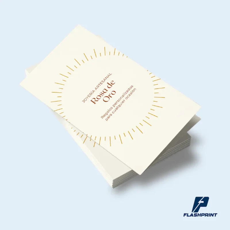 alt="Díptico personalizado impreso a full color con acabado brillante"