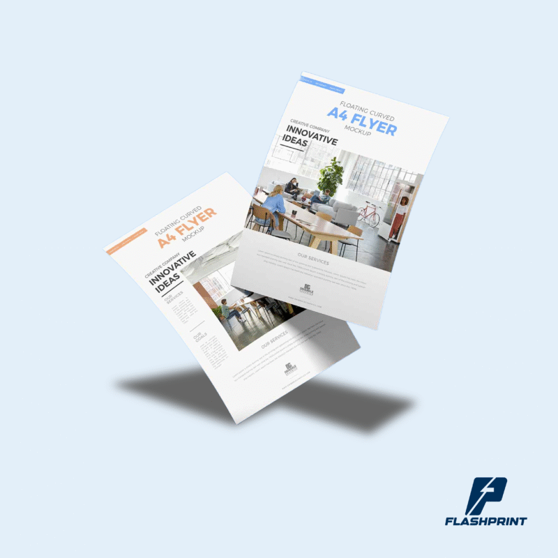 alt="Flyers publicitarios impresos en couche full color para promociones y campañas comerciales"