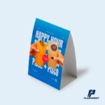 alt="Table Tent personalizado en cartulina A6 con diseño de menú impreso a full color"