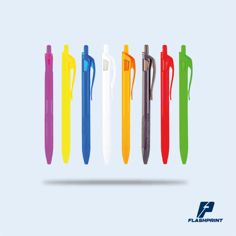 alt="lapicero con clip curvado, diseño moderno y tinta azul para promociones"