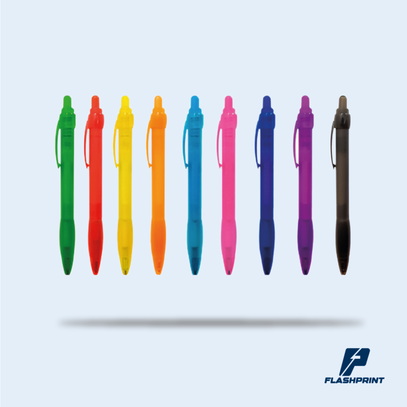 alt="lapiceros translúcidos de colores con grip ergonómico, ideales para publicidad y uso diario"