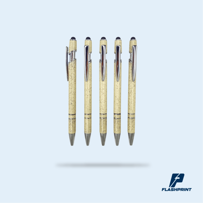 alt="Lapicero de fibra de trigo con touch 928FT ecológico con tinta azul y punta táctil"