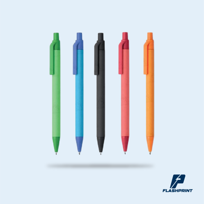 alt="Lapicero ecológico azul con diseño sustentable y tinta azul"