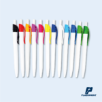 alt="lapicero con clip de colores, retráctil y personalizable con tinta azul"