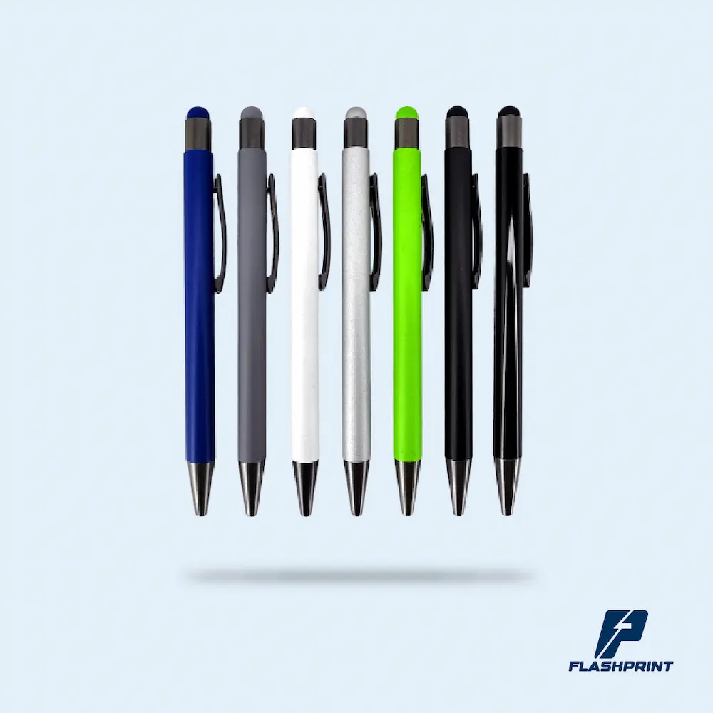 lapicero 947t alt="lapicero metálico mate con punta touch y detalles dorados o plateados, ideal para pantallas táctiles"