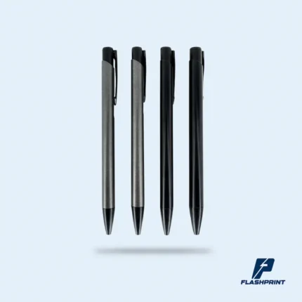 alt="lapicero metálico gris mate con tinta seca negra"