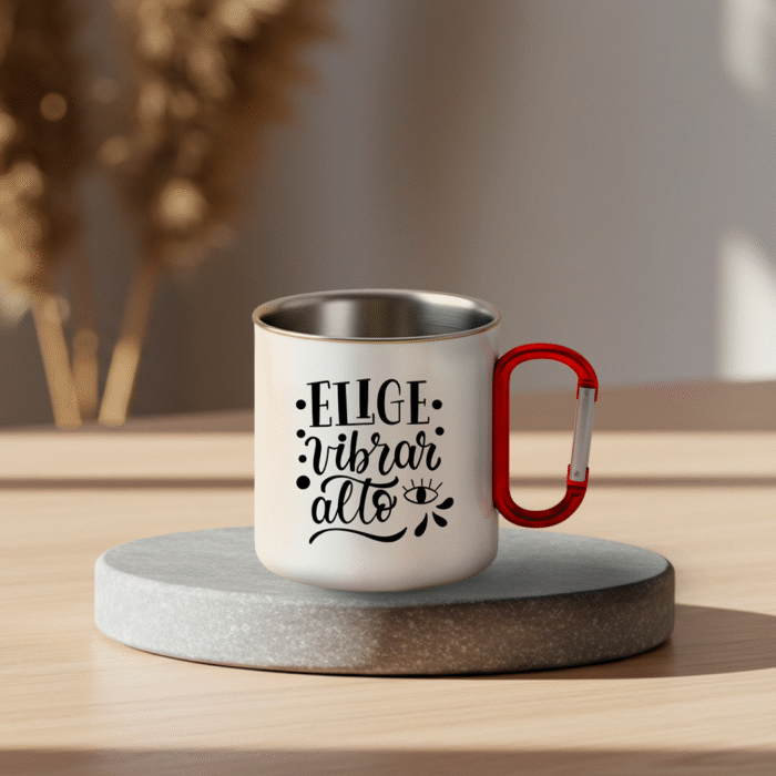 Taza Metálica con Asa Mosquetón Roja - Imagen 3