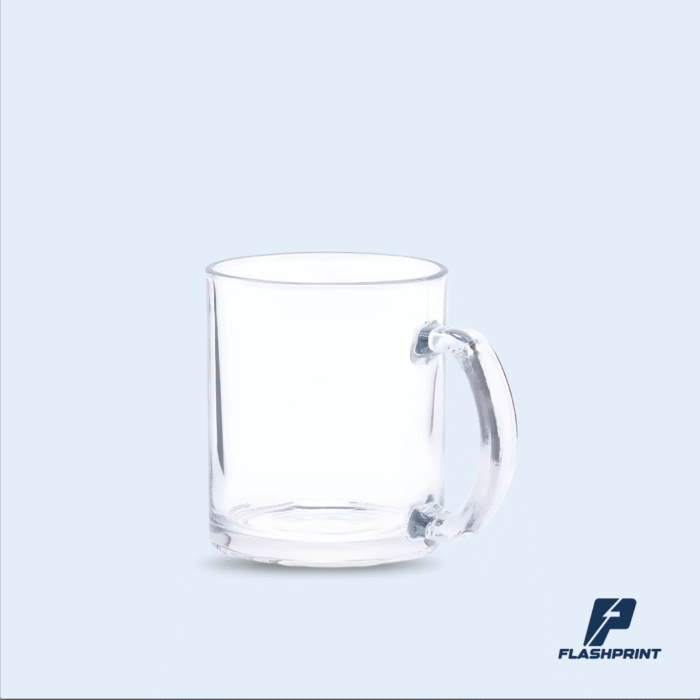alt="Chop sublimable transparente de vidrio 11oz, ideal para personalización con sublimación de logotipos, frases o diseños creativos."