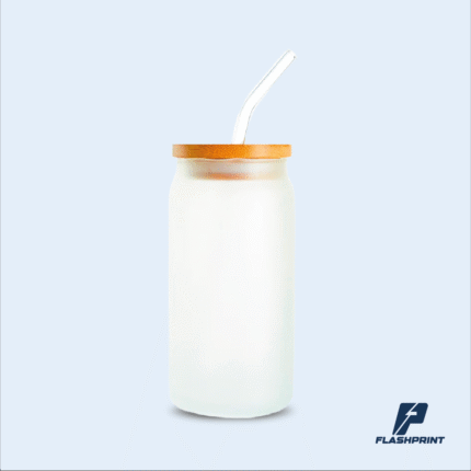alt="vaso de vidrio 12oz con tapa de bambú y sorbete ecológico"