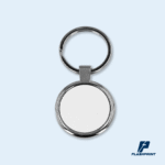 alt="Llavero metálico circular personalizado con logo"