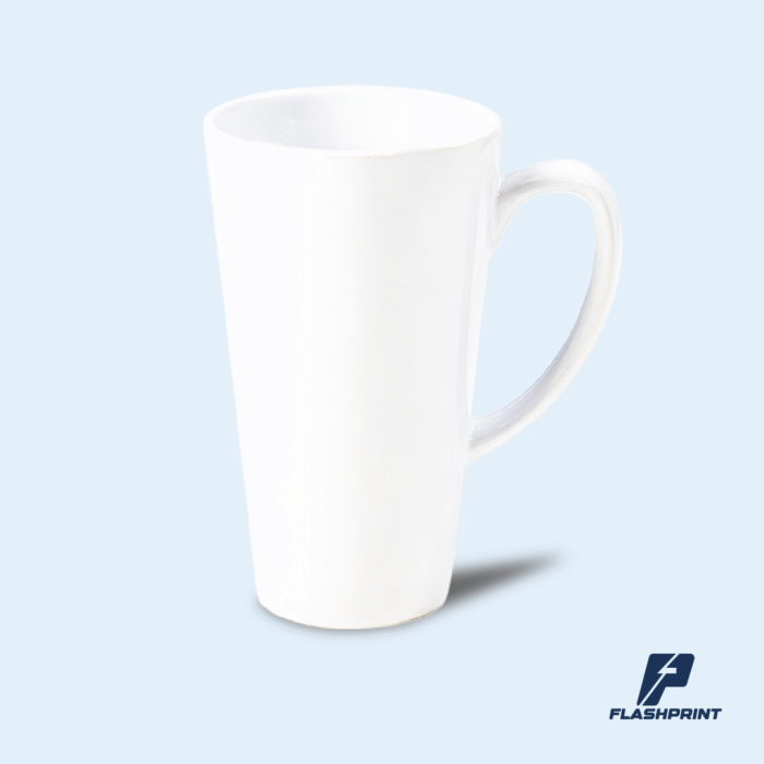 alt="taza blanca cónica de cerámica 17 oz y 11 oz personalizable"
