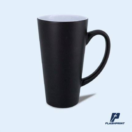 alt="taza cónica negra de cerámica 17 oz y 11 oz personalizable"