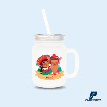 alt="Jarra Mason de vidrio 16 oz con acabado pavonado en color, ideal para bebidas frías y personalización con sublimación, vinilo o serigrafía"
