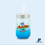 alt="Jarra Mason de vidrio 16 oz con efecto degradado, ideal para bebidas frías y personalización con sublimación o vinilo"
