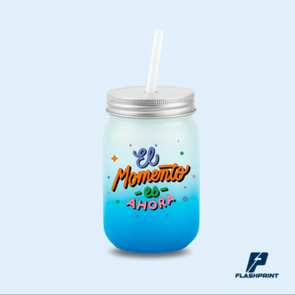 alt="Jarra Mason de vidrio 16 oz con efecto degradado, ideal para bebidas frías y personalización con sublimación o vinilo"